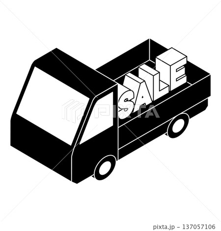 SALEの文字を載せた配送トラックの3Dイラスト SALEの文字を載せた配送トラックの3Dイラスト 137057106