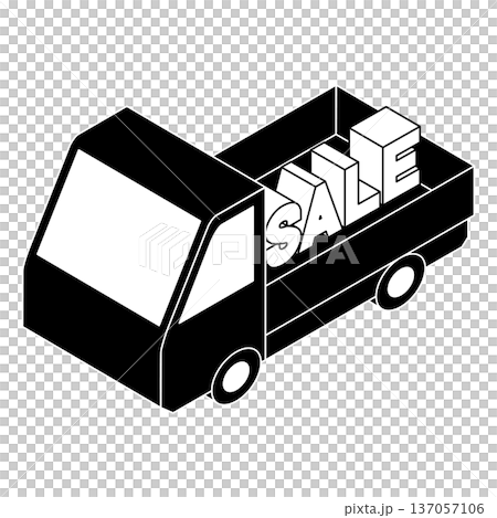 3D illustration of a delivery truck with the word SALE on it 3D illustration of a delivery truck with the word SALE on it 137057106