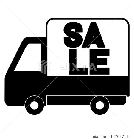 「SALE」の文字が入った配送トラックのイラスト 「SALE」の文字が入った配送トラックのイラスト 137057112