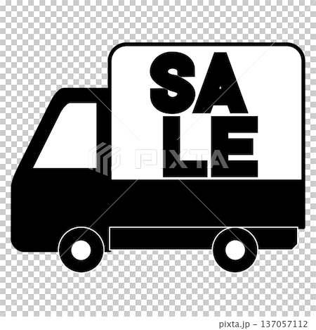 「SALE」の文字が入った配送トラックのイラスト 「SALE」の文字が入った配送トラックのイラスト 137057112