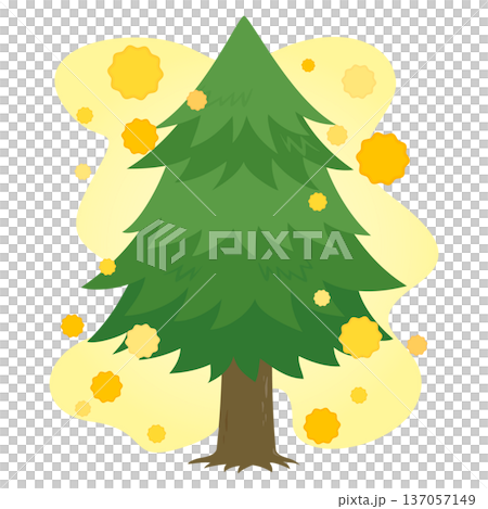 花粉を飛散する1本のスギの木のイラスト 137057149
