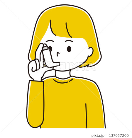 吸入器をつかう女性のイラスト 137057200