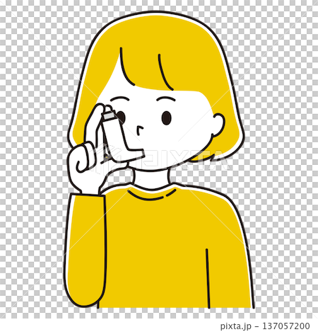 一位女性使用吸入器的插圖 137057200