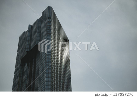 幕張の高層ホテル外観　曇り空の都市風景 137057276