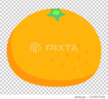 可愛いみかんのイラスト。ポップでシンプルな冬の果物・フルーツ素材。ベクター・白背景。 137057592