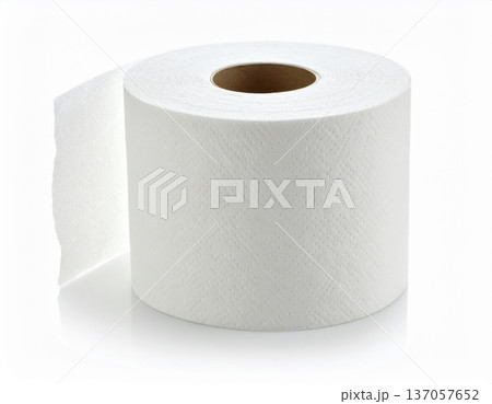 白い無地のトイレットペーパー　エコ　再生紙　白背景 137057652