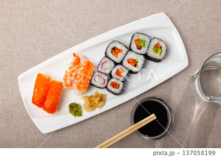 Assorted sushi maki and nigiri 137058199