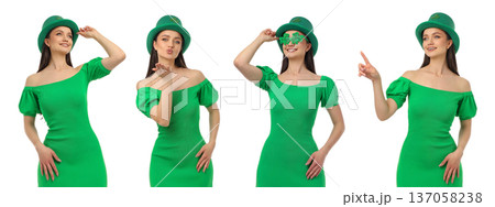 Woman wears a green dress for St. Patrick's Day fun, PNG Woman wears a green dress for St. Patrick's Day fun, PNG 137058238