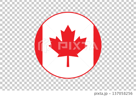 Canadian Maple Leaf Emblem Inside Circular Flag Design Representing Canada And National Pride 137058256