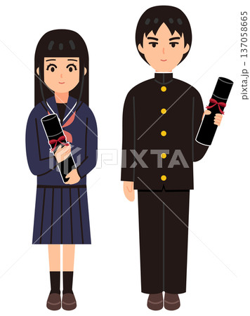 卒業式の日の学生のイラスト 卒業式の日の学生のイラスト 137058665