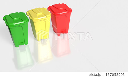Color Coded Recycling Bins Isolated on White Background 3d render. 137058993