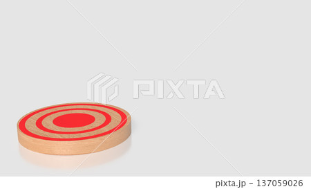 Wooden Target Board with Red Bullseye Concept 3d render. Wooden Target Board with Red Bullseye Concept 3d render. 137059026