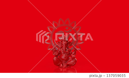 Red Ganesha with Om Symbol Background 3d render Red Ganesha with Om Symbol Background 3d render 137059035