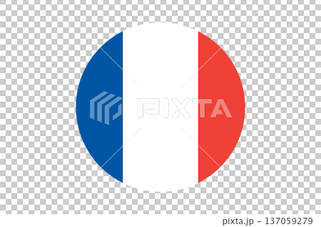 French Flag Circle Graphic With Blue White And Red Tricolor Halves 137059279