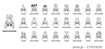 A collection of game controllers with a black and white background A collection of game controllers with a black and white background 137059295