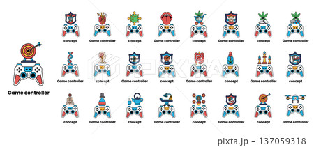 A collection of game controllers with a variety of designs 137059318