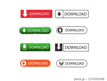Set of colorful and outline download web buttons stock illustration. 137059508