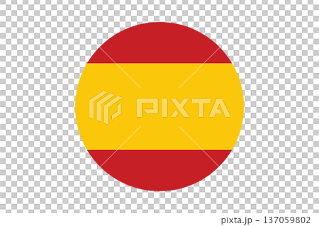 Round Spanish Flag Icon in Red and Yellow Stripes Simple Spain National Emblem Graphic 137059802
