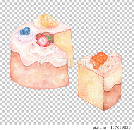 Hand-painted fruit chiffon cake 137059820