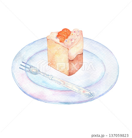 水彩で描いたシフォンケーキ 水彩で描いたシフォンケーキ 137059823