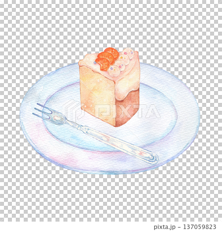 水彩で描いたシフォンケーキ 水彩で描いたシフォンケーキ 137059823