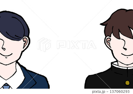 高校生 男子学生 制服 バストアップ イラスト 137060293
