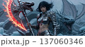 ドラゴンを従える美少女戦士　Beautiful warrior with a dragon 137060346