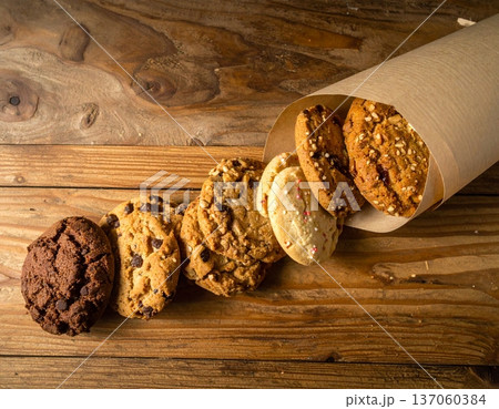 Various delicious homemade cookies with different textures and topping Various delicious homemade cookies with different textures and topping 137060384