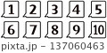 シンプルな角丸四角の数字アイコンセット 137060463