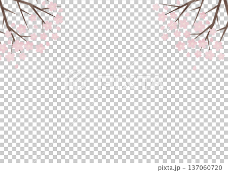 櫻花背景素材，適用於企業春季宣傳活動，提供橫向佈置。 137060720