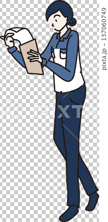 作業服を着た女性のイラスト 青色の制服 作業服を着た女性のイラスト 青色の制服 137060749