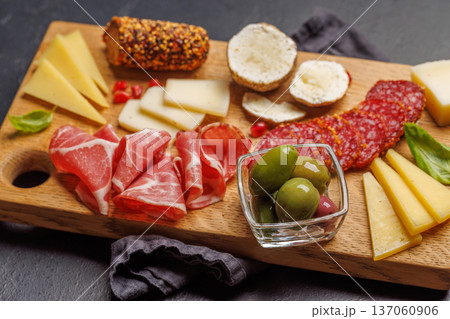 Cheese and meat antipasti platter 137060906