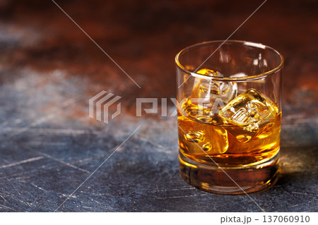 Glass of whiskey with ice Glass of whiskey with ice 137060910