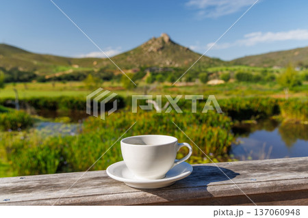 Coffee with mountain view morning Coffee with mountain view morning 137060948