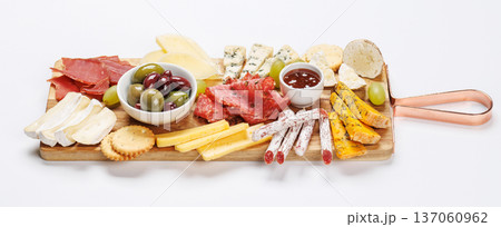 Antipasto platter with cheese and meats Antipasto platter with cheese and meats 137060962