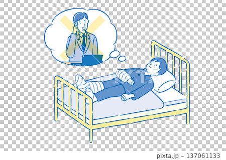 圖：一名男子因住院而無法工作，感到焦慮不安 2C 137061133