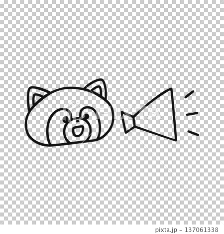 メガホンとかわいいタヌキ 線画 メガホンとかわいいタヌキ 線画 137061338