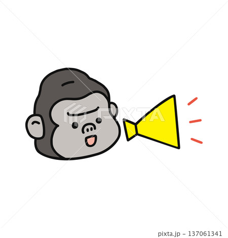 メガホンとかわいいゴリラ 137061341