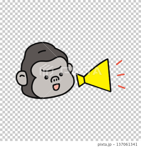 メガホンとかわいいゴリラ 137061341