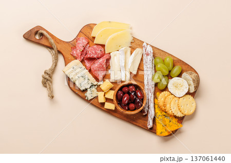 Antipasto platter with cheese and meats Antipasto platter with cheese and meats 137061440