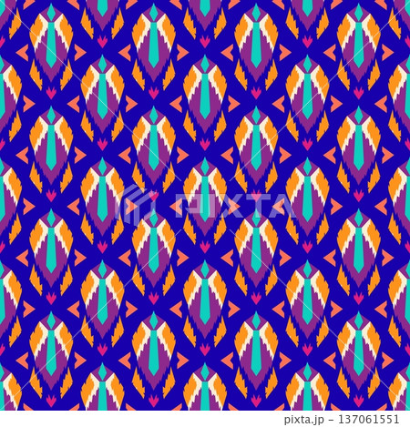 seamless abstract pattern in orange and turquoise tones of geometric shapes 137061551