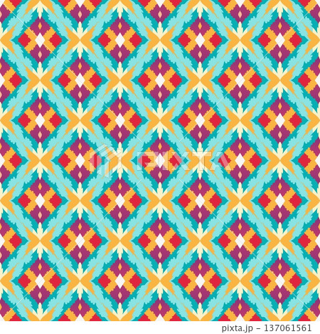 seamless abstract pattern in orange and turquoise tones of geometric shapes seamless abstract pattern in orange and turquoise tones of geometric shapes 137061561