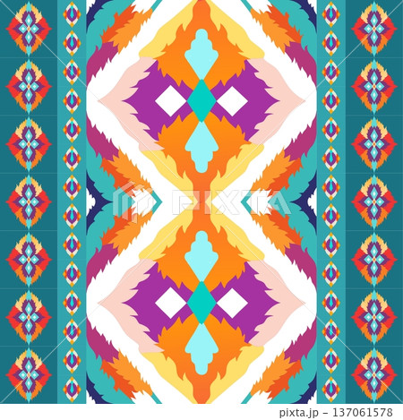 seamless abstract pattern in orange and turquoise tones of geometric shapes seamless abstract pattern in orange and turquoise tones of geometric shapes 137061578