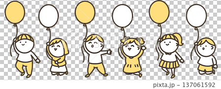 風船を持って飛ぶ子供たち 137061592