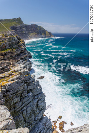 Rough ocean and rocks at Cape of Good Hope 137061780