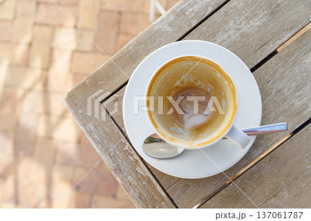 Empty coffee cup after breakfast Empty coffee cup after breakfast 137061787