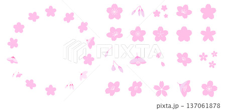 色々な形の桜のイラストセット アイコン フレーム 色々な形の桜のイラストセット アイコン フレーム 137061878