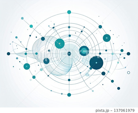 デジタルデータとAIのネットワーク構成図 モダンなインフォグラフィックスタイルの背景素材 137061979
