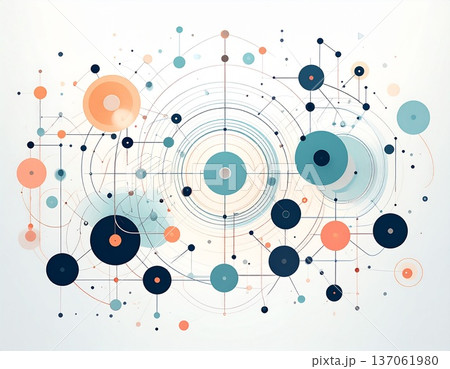デジタルデータとAIのネットワーク構成図 モダンなインフォグラフィックスタイルの背景素材 137061980