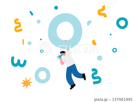 幾何学模様と男の子のイラスト 幾何学模様と男の子のイラスト 137061995